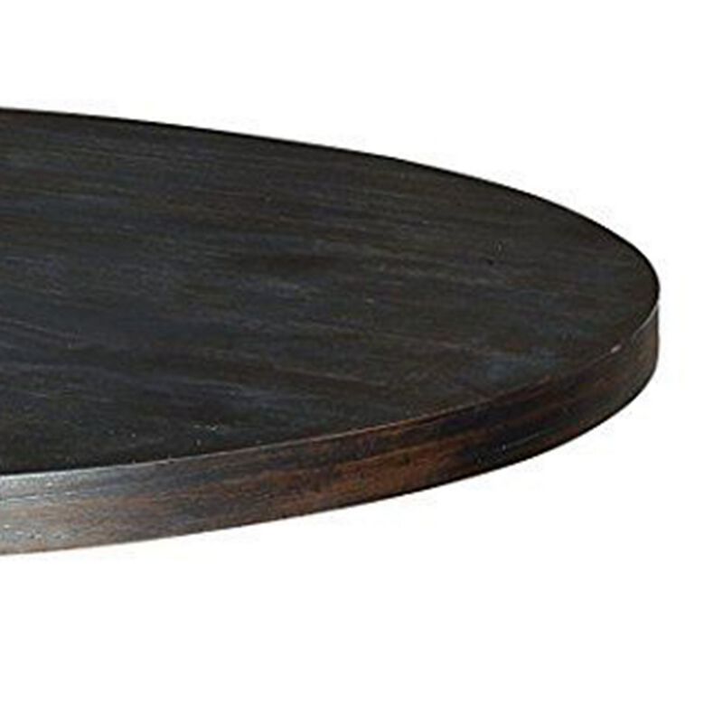Traditional Style Wooden Round Top Dining Table with Pedestal Base, Antique Black - Benzara