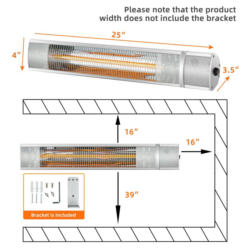 1500W Outdoor Electric Patio Heater with Remote Control