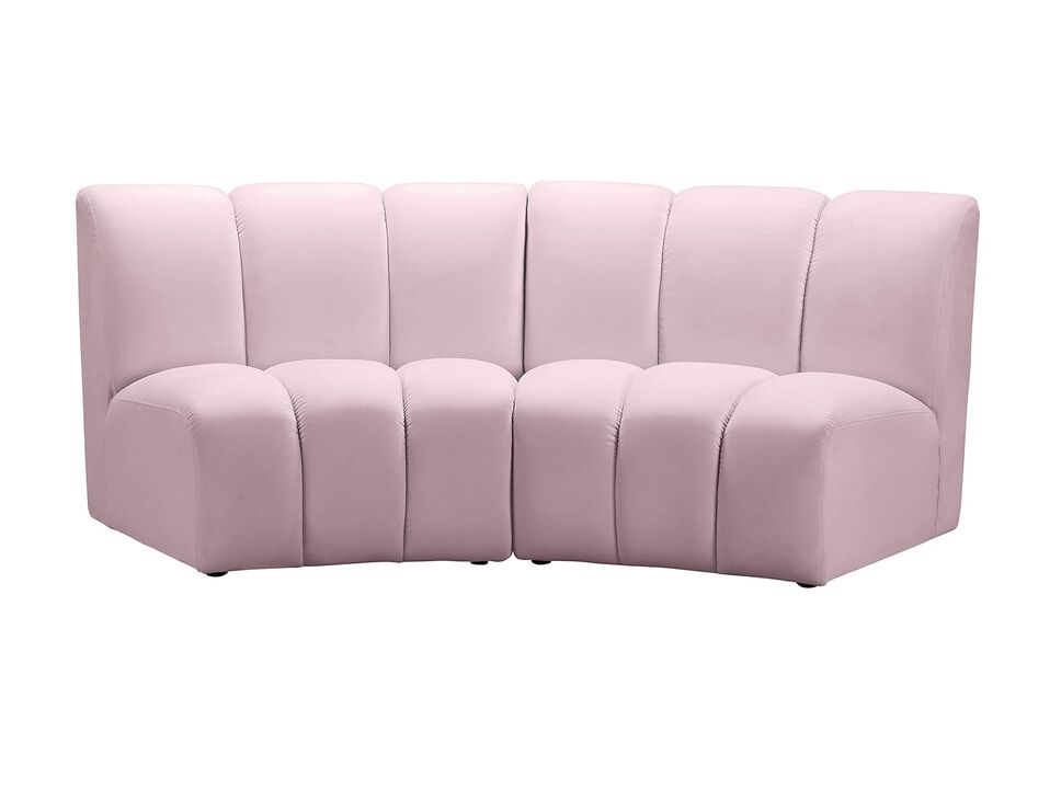 Meridian Furniture Infinity Pink Velvet 2pc. Modular Sectional
