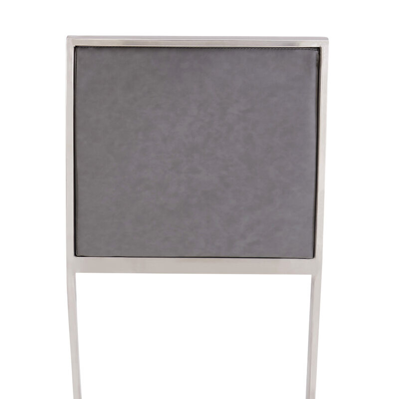 Pinellas Vintage Gray Faux Leather and Brushed Stainless Steel Bar Stool