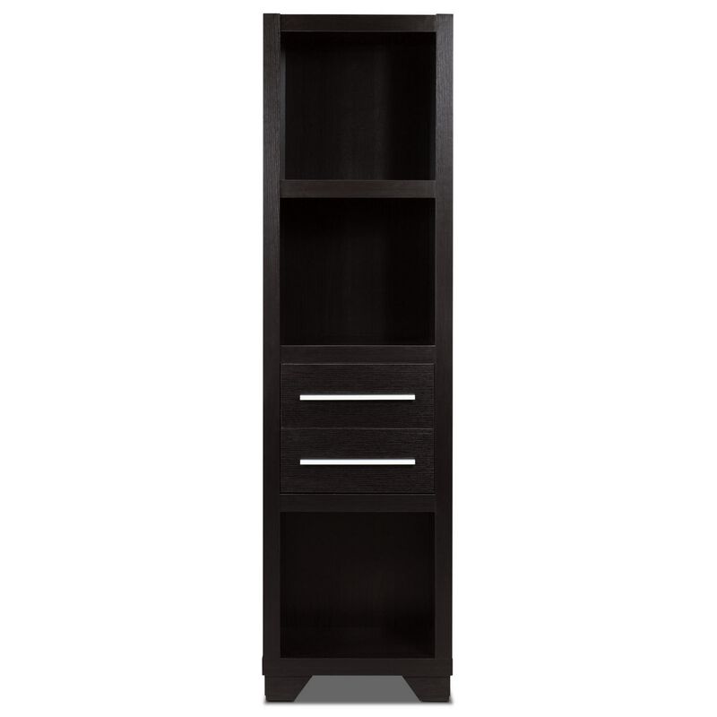 Spacious Media Tower With Drawers, Brown - Benzara