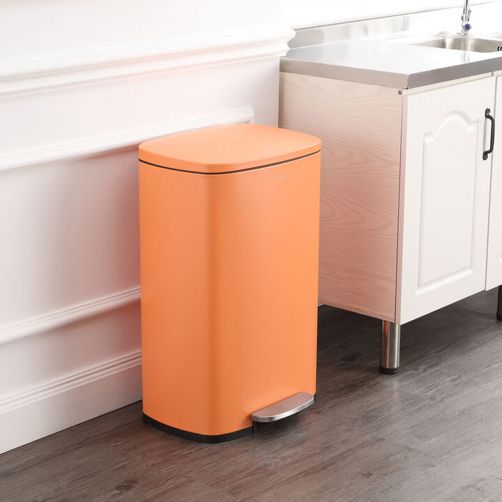 Rectangular 13.2-Gallon Trash Can with Soft-Close Lid and FREE Mini Trash Can, Carrot Cake