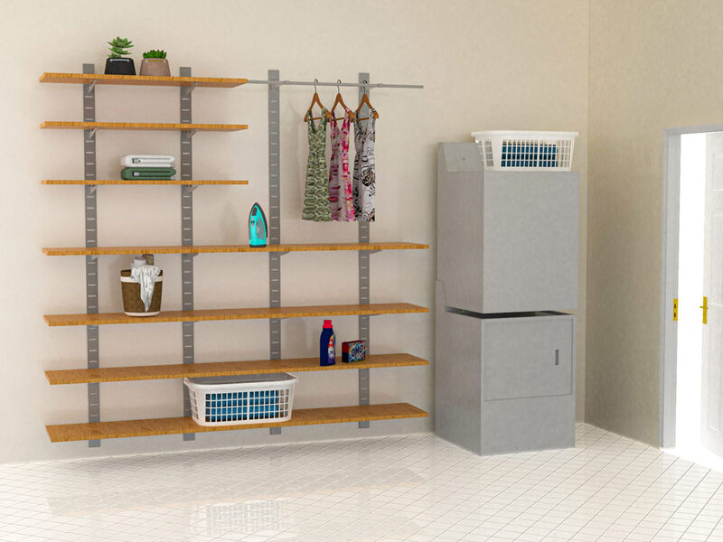 Stirdy Garage / Laundry Room / Pantry Shelving System 91" High with 12 Shelves 48" Length 20"- 22" Width + Hanging | 3 Sections- Shelves Sold Separately