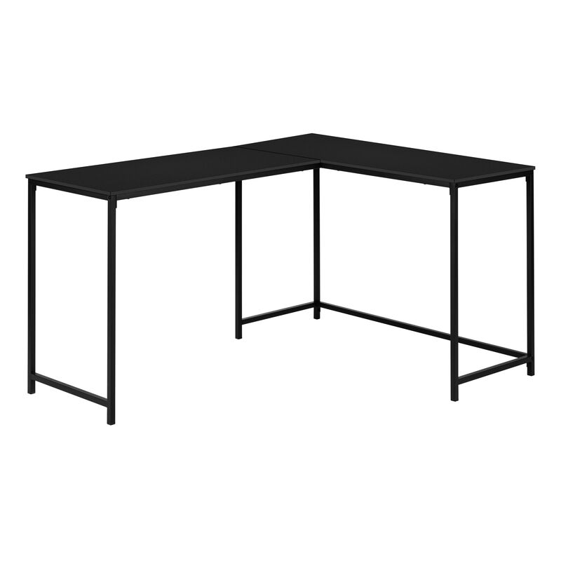 Monarch Specialties I 7394 Computer Desk, Home Office, Corner, 58"L, L Shape, Work, Laptop, Metal, Laminate, Black, Contemporary, Modern