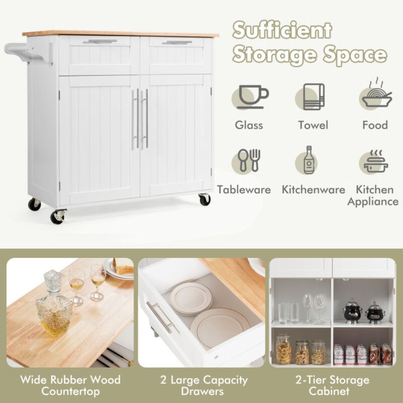 Heavy Duty Rolling Kitchen Cart with Tower Holder and Drawer