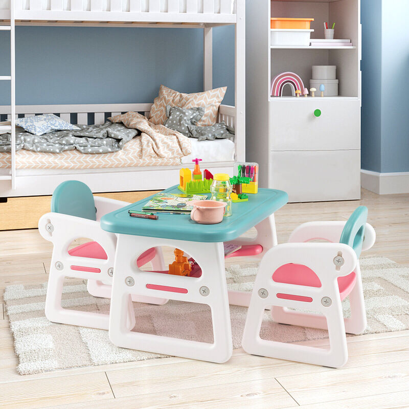 Kids Table and Chair Set with Building Blocks