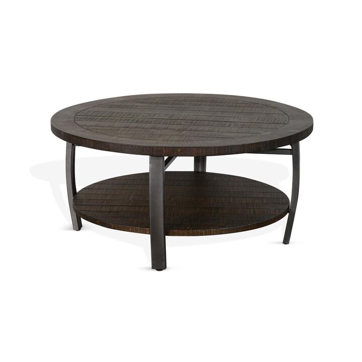 Sunny Designs Homestead 38 Mahogany Wood & Metal Coffee Table in Tobacco Leaf
