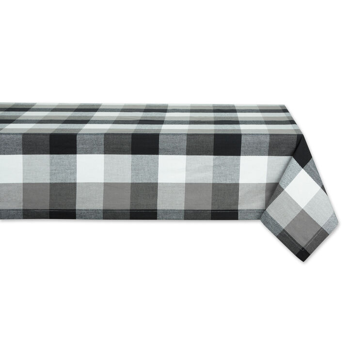 120" White and Black Checkered Rectangular Tablecloth