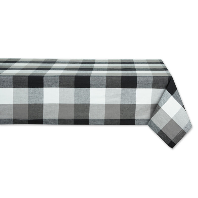 120" White and Black Checkered Rectangular Tablecloth