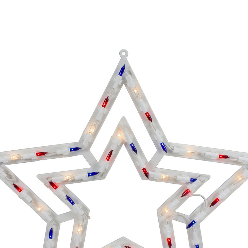 Lighted Patriotic Star Window Silhouette Decoration - 17" - Red  White and Blue