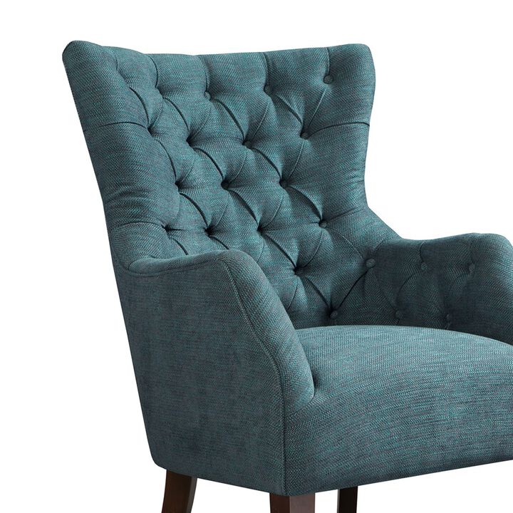 Gracie Mills Candice Button Tufted Herringbone Wing Chair