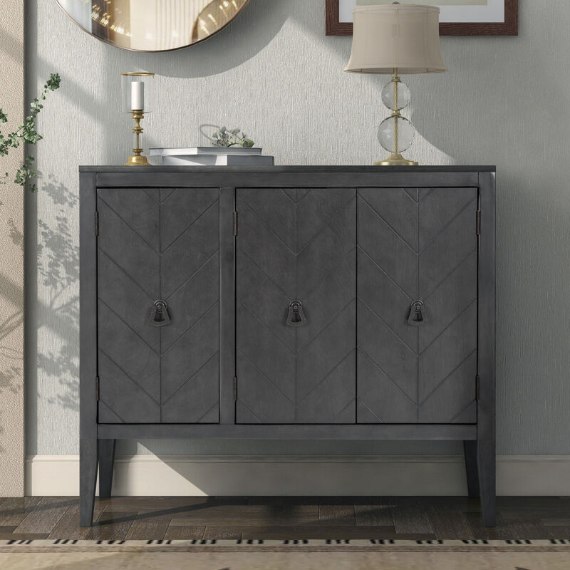 Antique Gray Accent Storage Cabinet with Adjustable Shelf