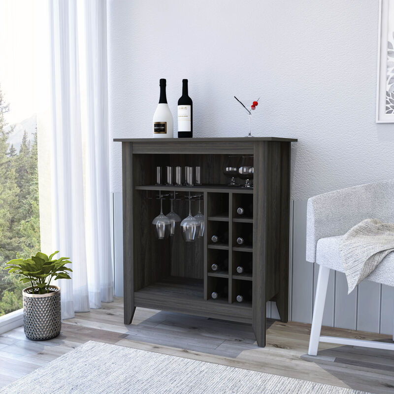 DEPOT E-SHOP Mojito Bar Cabinet, Six Built-in Wine Rack, One Open Drawer, One Open Shelf, Carbon Espresso