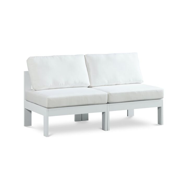 Meridian Furniture Nizuc White Water Resistant Fabric Outdoor Patio Modular Sofa