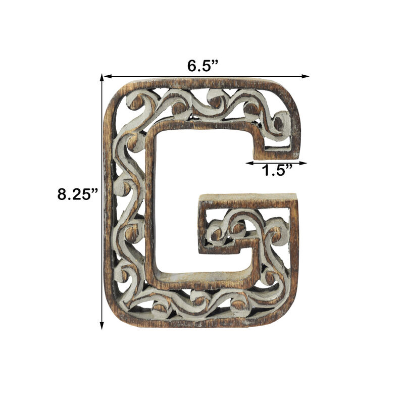 Vintage Gray Handmade Eco-Friendly "G" Alphabet Letter Block For Wall Mount & Table Top Décor