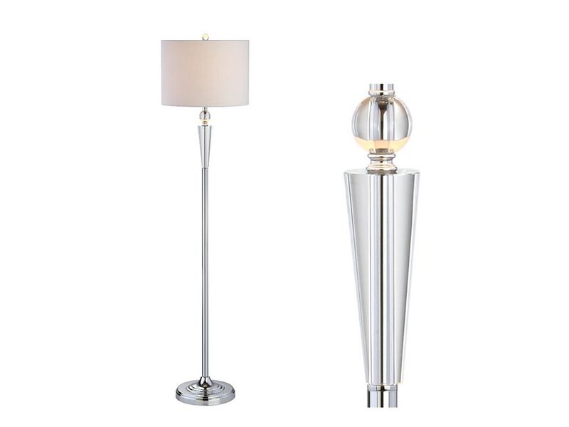 Reese 59.5" Crystal LED Floor Lamp, Clear/Chrome