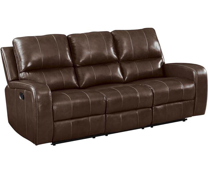 New Classic Furniture Linton Leather Sofa W/Dual Recliner-Brown