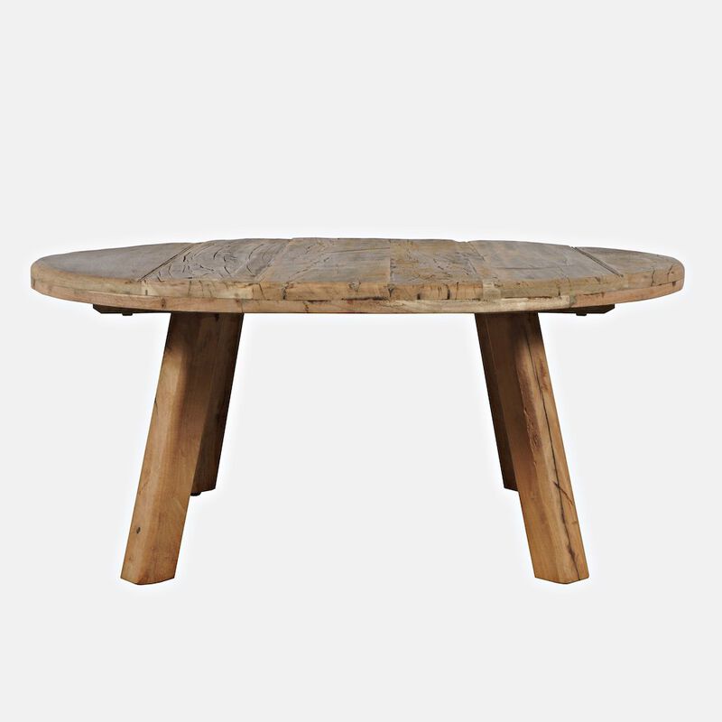 Jofran Reclamation 36 Round Rustic Reclaimed Solid Wood Coffee Table