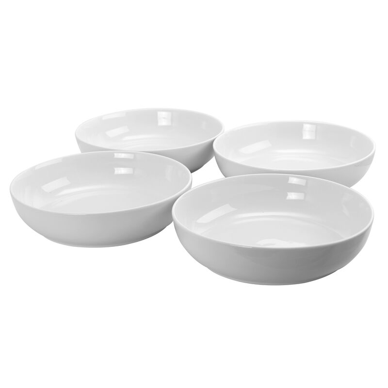 Gibson Home Extra Wide 8.5 in. Stoneware Dinner and Serving Bowls in White, Set of 4