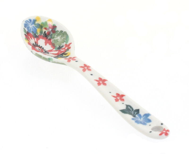 Blue Rose Polish Pottery Summer Blooms Sugar Spoon