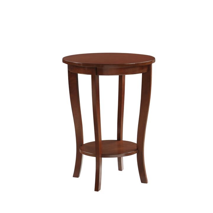 Convenience Concepts American Heritage Round End Table with Shelf, Espresso