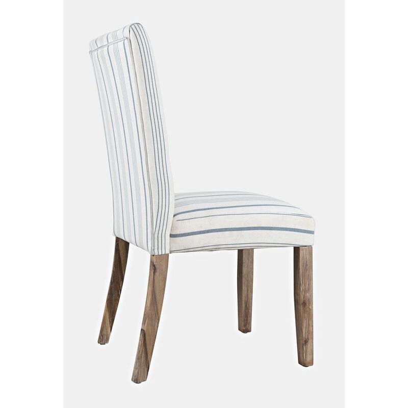 Jofran Coastal Wire-Brushed Acacia Upholstered Parsons Dining Chair (Set of 2)