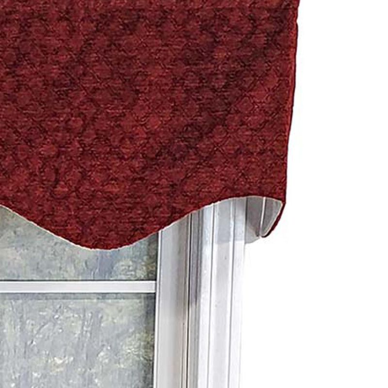 RLF HOME Ballard Chenille Fabric with Diamond Design Regal Stylish Truffle Window Valance 3" Rod Pocket 50" x 17"