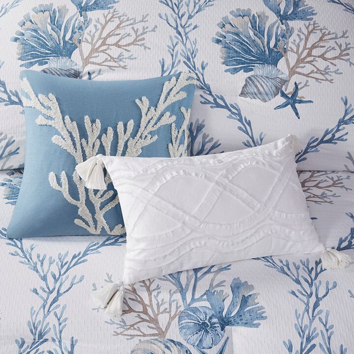 Gracie Mills Irvin Coastal 6-Piece Oversized Cotton Comforter Set with Throw Pillows