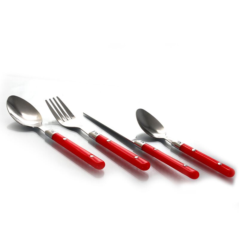 Gibson Casual Living 24 Piece Stainless Steel Flatware Set with Storage Tray in Red