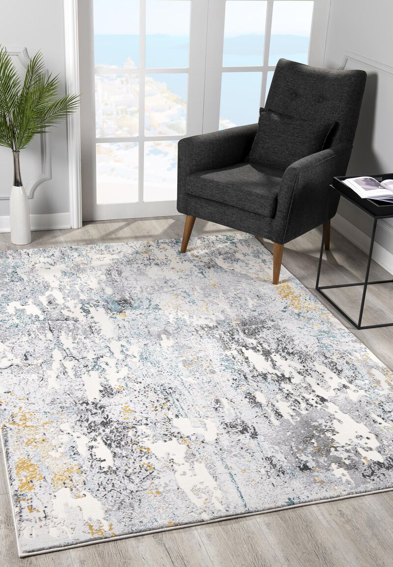 Oasis Modern Abstract Beige Blue Indoor Area Rug