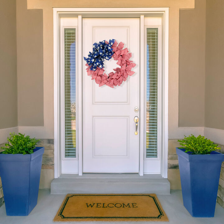 Stars and Stripes Patriotic Ribbon Wreath - 24"