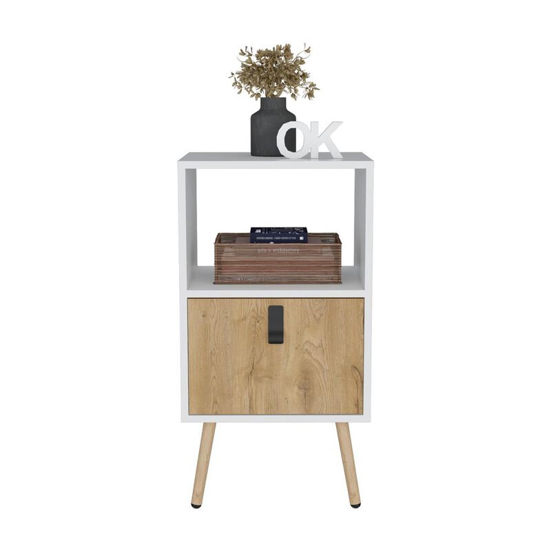 Toka Tall Nightstand with Drawer and Functional Storage