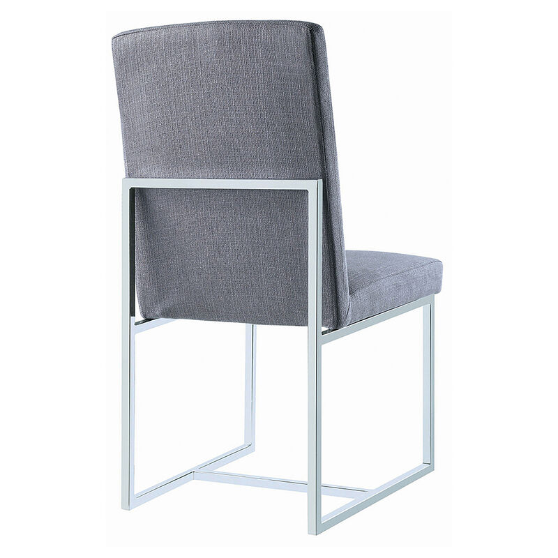 Mackinnon Upholstered Side Chairs Grey and Chrome (Set of 2)