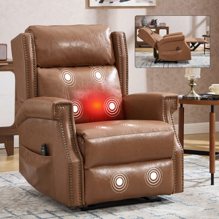 Faux Leather Manual Recliner Chair with Heavy Duty Motion Mechanism And 3 Massage Modes