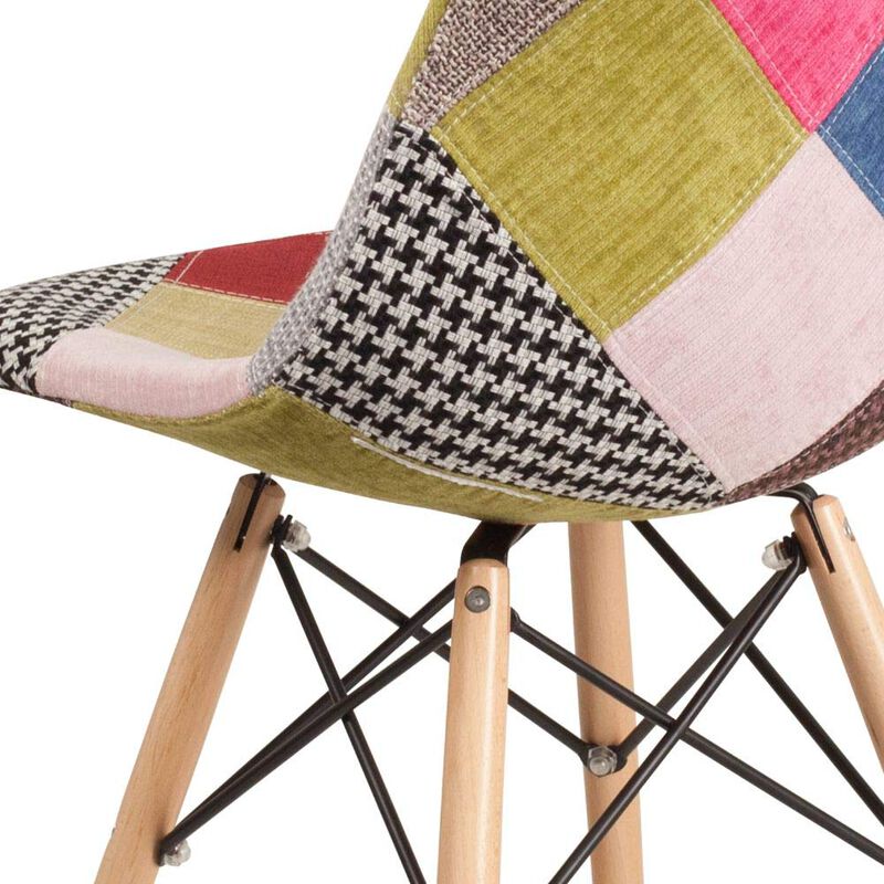 Flash Furniture Elon Series Milan Patchwork Fabric Chair with Wooden Legs