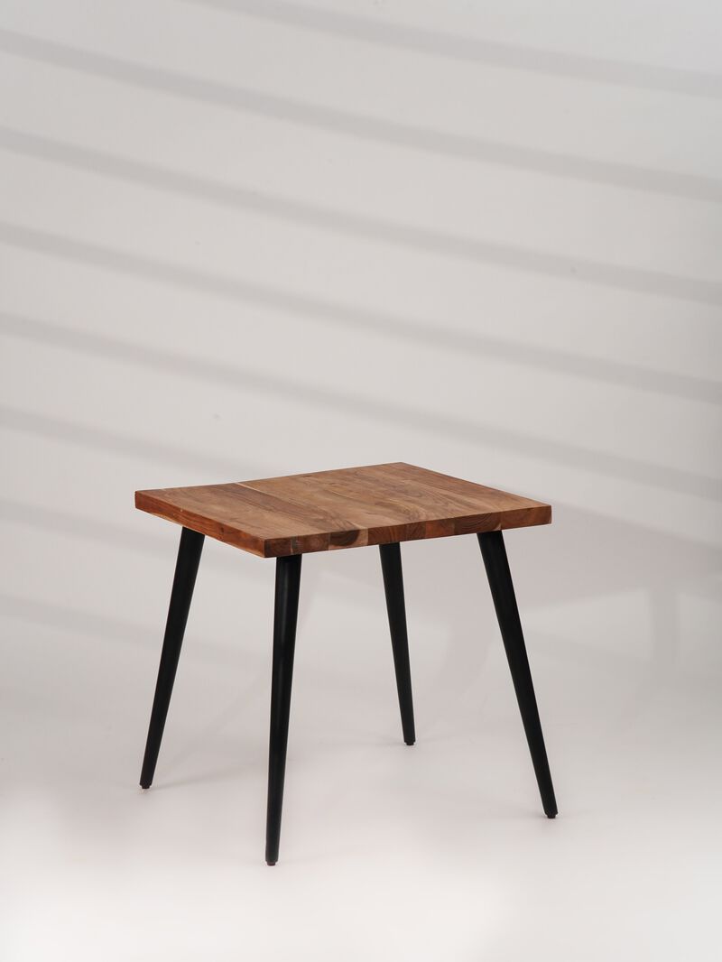 Handmade Eco-Friendly Vintage Acacia Wood & Iron Natural Black Square Table 24"x24"x24" From BBH Homes
