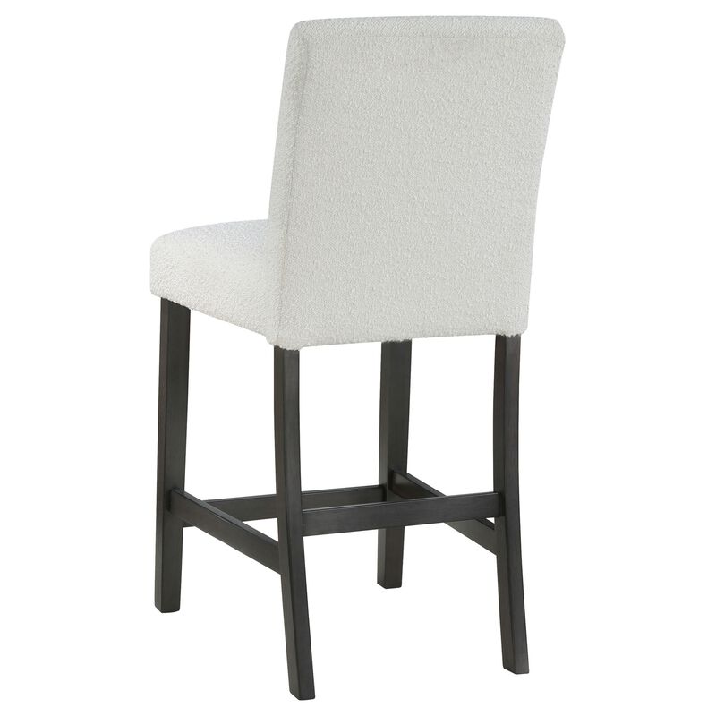 Alora Counter Height Dining Chair Set of 2, White Boucle, Charcoal Gray - Benzara