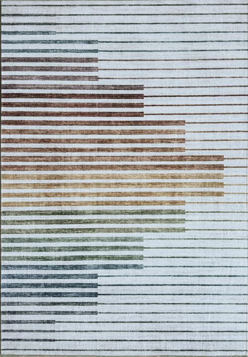 Eclipse Colorful Striped Rainbow White Beige Indoor Area Rug