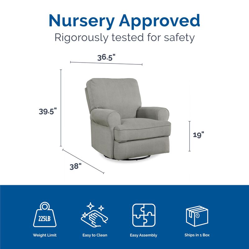 Baby Relax Mabel Swivel Glider Recliner Chair, Nursery Furniture