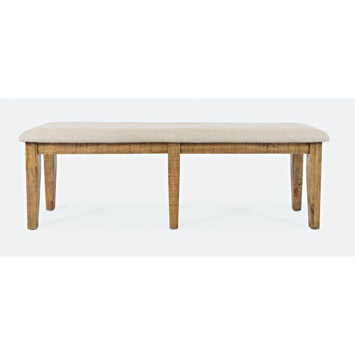 Jofran Telluride Rustic Farmhouse Solid Wood 55 Upholstered Dining Bench