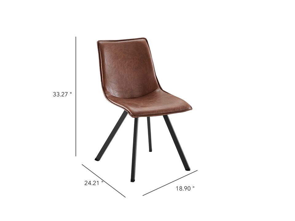 Modern PU Leather Dining Chair with Metal Legs,Set of 2