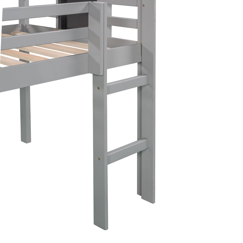 Merax Loft Bed Wood Bed with Slide