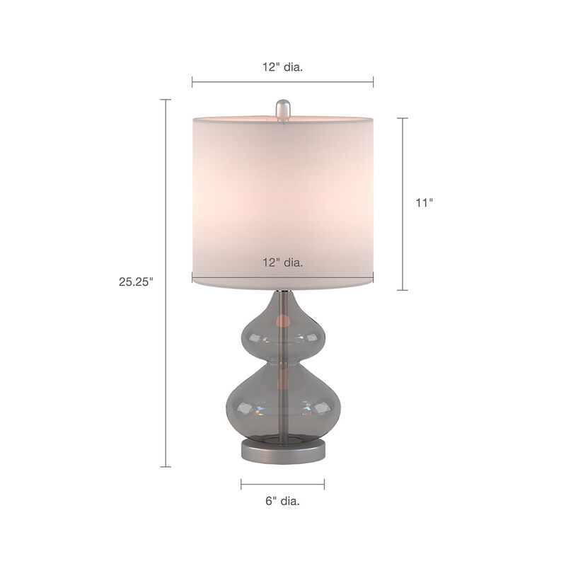 Gracie Mills Anibal Modern Curved Glass and Metal Base Table Lamps Set of 2