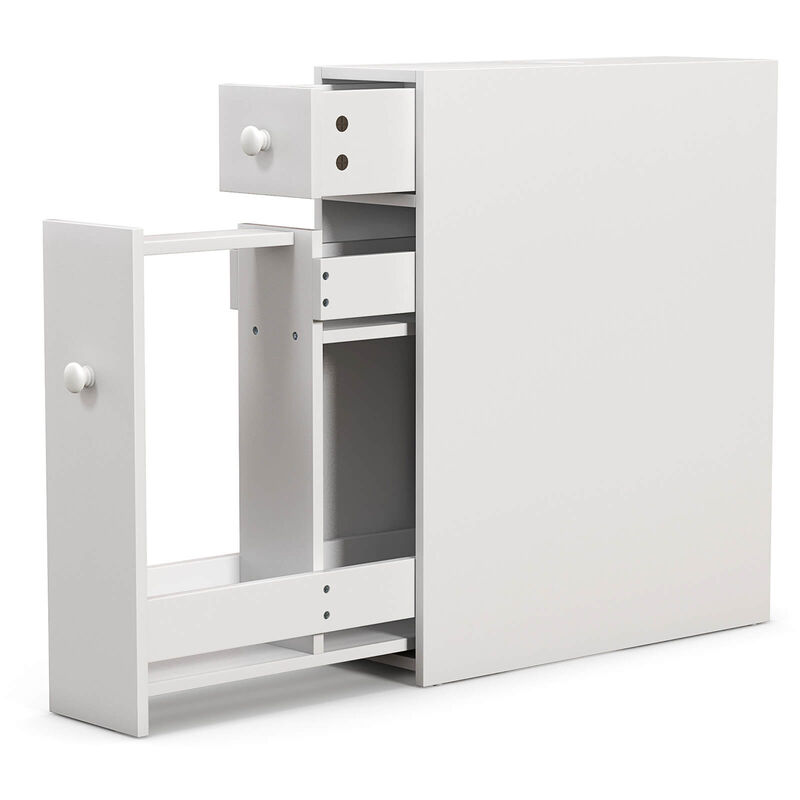Costway Bathroom Floor Cabinet Toilet Narrow Storage Organizer with Flip Top White