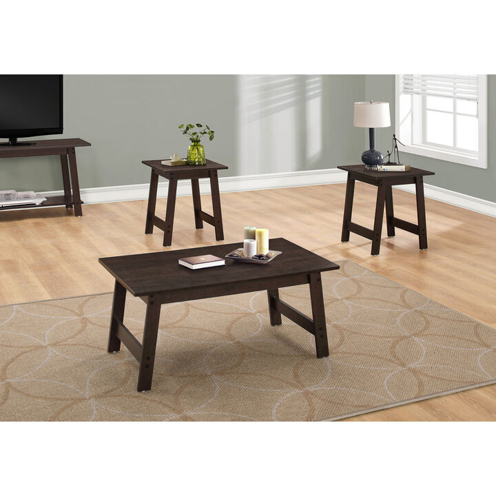 Monarch Specialties I 7930P Table Set, 3pcs Set, Coffee, End, Side, Accent, Living Room, Laminate, Brown, Transitional