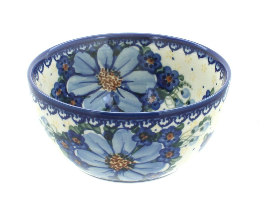 Blue Rose Polish Pottery Poinsettia Dessert Bowl