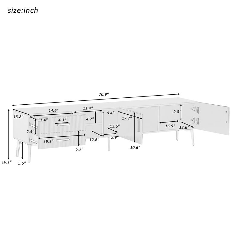 Modern TV Console Table TV Stand with Open Shelves