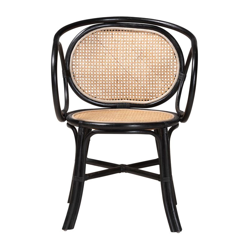 bali & pari Palesa Modern Bohemian Natural Brown Rattan Dining Chair