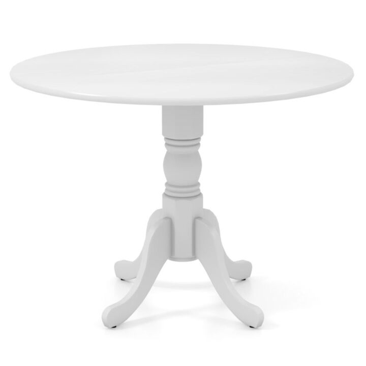 Hivvago Wooden Dining Table with Round Tabletop and Curved Trestle Legs