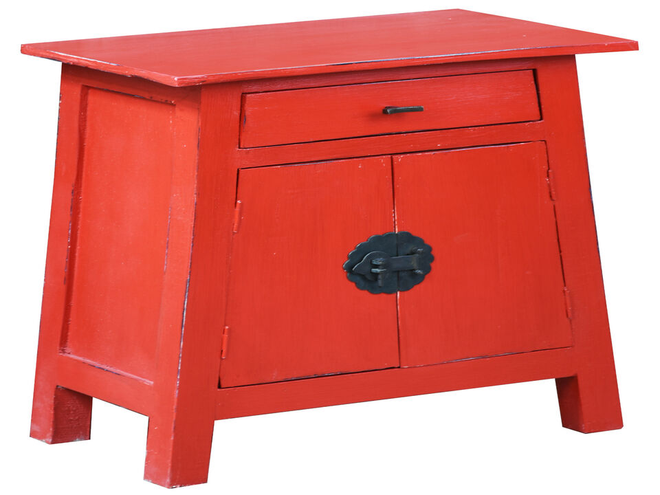 Shabby Chic Cottage 21 in. Red Rectangular Wood End Table